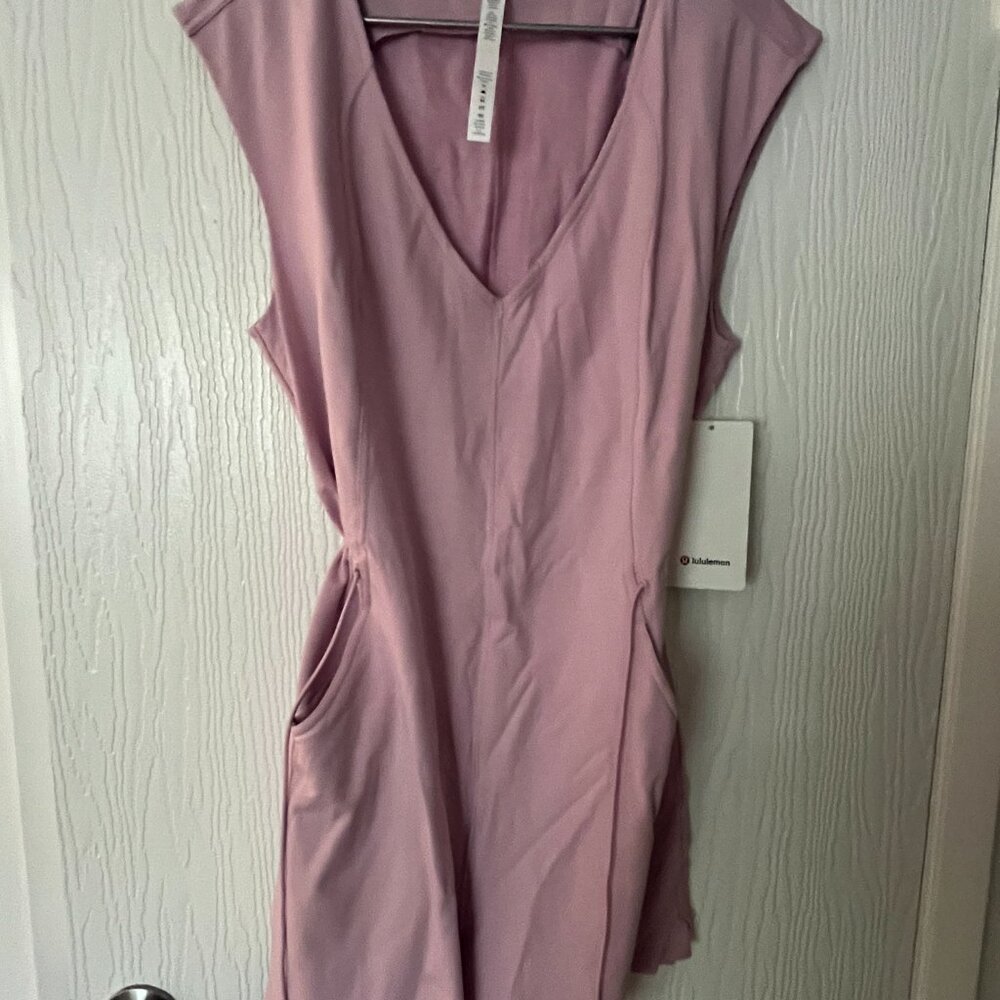 NWT -Lululemon French Terry V-Neck Romper in Pink One Piece Jumper - Picture 3 of 7